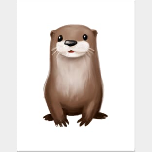 Cute Otter Drawing Posters and Art